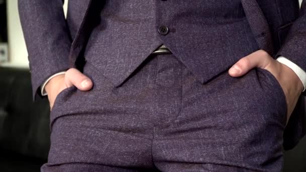 Male suit, trousers and vest, close-up — Αρχείο Βίντεο