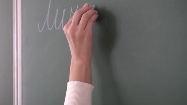 러시아어 교사가 수업 의제 목을 작성하고 있다 — 비디오