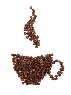 Kahve çekirdekleri izole kahve Kupası olarak kurulan