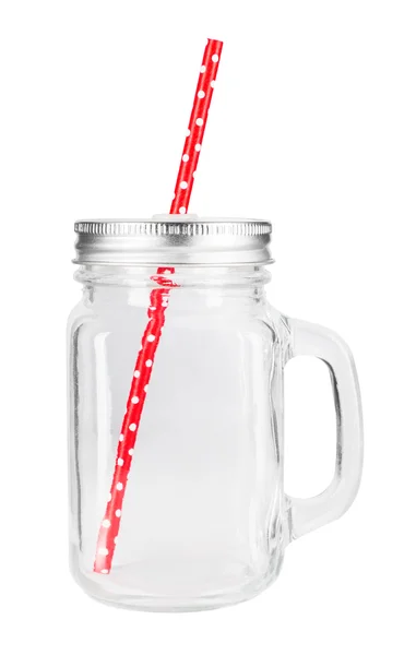 Isolated mason jar with straw