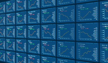 Borsa çizelgesi ve verileri, endüstriyel sektörler, otomobiller, bankacılık telekomünikasyonları, enerji, kimyasallar, medya, sigorta, sağlık hizmetleri, ulaşım, sigorta. Ticaret ekranı, yatırım, bilgi, risk, yatırım dönüşü, fiyatlar.