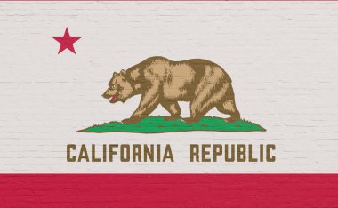 Kaliforniya bayrağı, Birleşik Devletler, tuğla bir duvara boyanmış renkler. Ulusal renkler, ülke, bayrak, hükümet, Avusturya kültürü, siyaset.