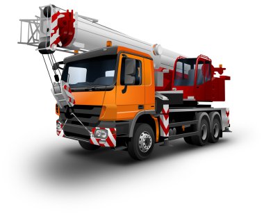 Beyaz bir arka plan üzerinde Mobil vinç