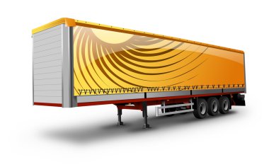 Beyaz bir arka plan üzerinde yarı römork