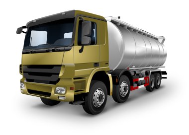 Beyaz bir arka plan üzerinde tank kamyon