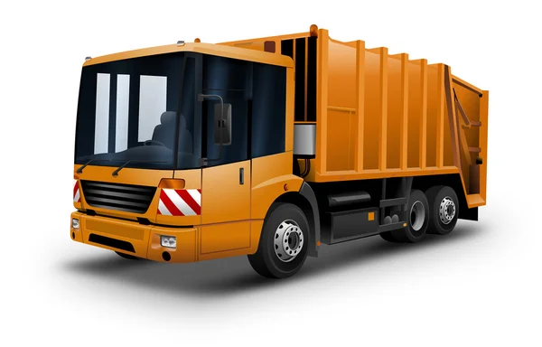 Beyaz bir arka plan üzerinde çöp kamyonu