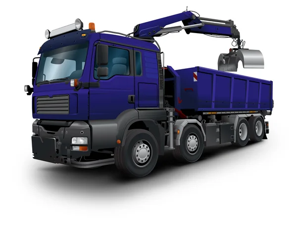 Gölge beyaz bir zemin üzerine kendi kendine yükleme damperli kamyon