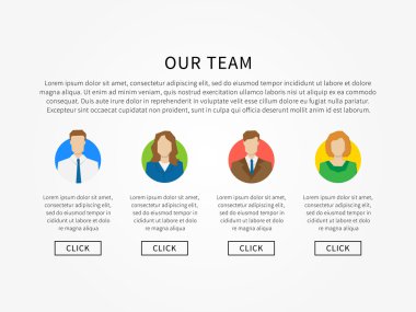 Our team webpage with colorful avatars 