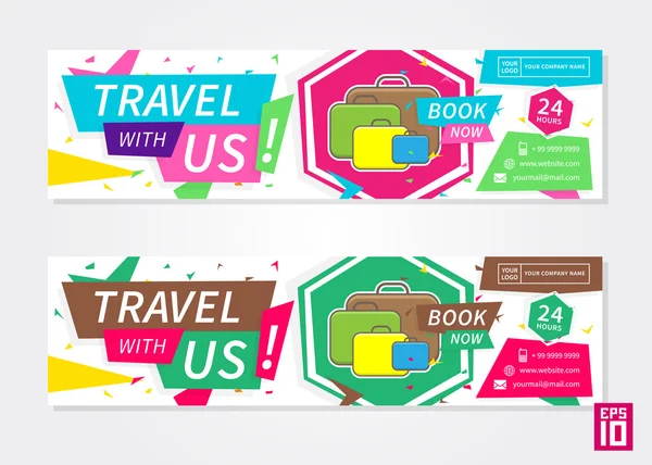 Promoção banner Travel With Us —  Vetores de Stock