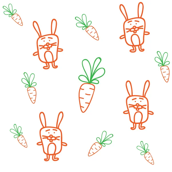 Kaninchen Karotten nahtlose Muster — Stockvektor