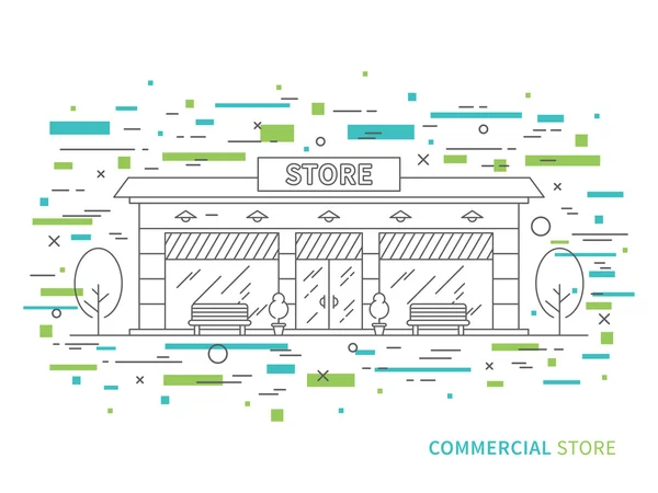Store (shop) exterior (landscape) design. — Stock Vector