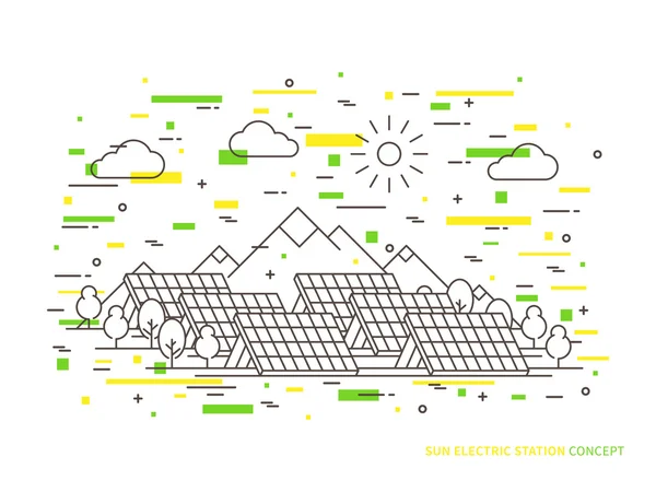 线性太阳电力站 — 图库矢量图片