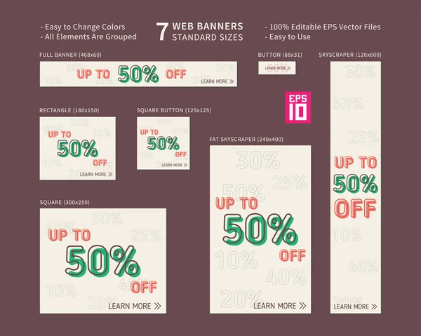 Up to 50% off Web Banners — Wektor stockowy