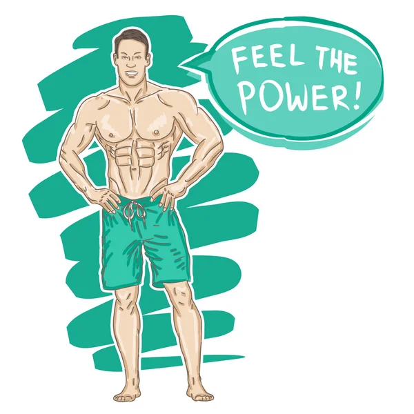 Hombre de fitness con músculos — Vector de stock