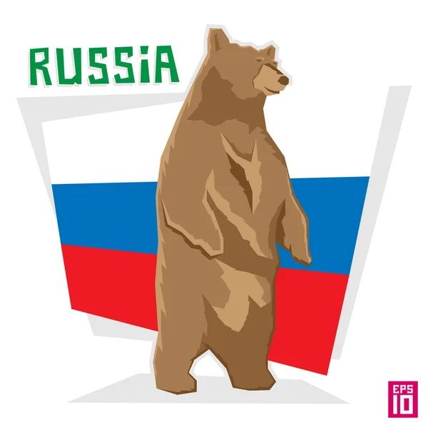 Ведмідь з російських колір флага — стоковий вектор