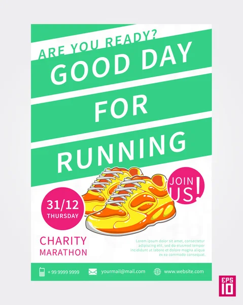 Charity Marathon plantilla volante — Vector de stock