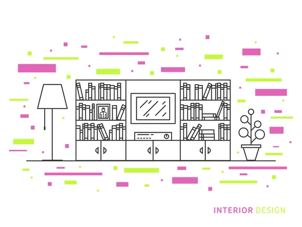 Diseño moderno salón interior — Vector de stock