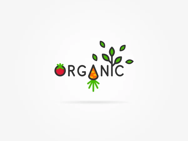 Orgánica con tomate y zanahoria — Vector de stock