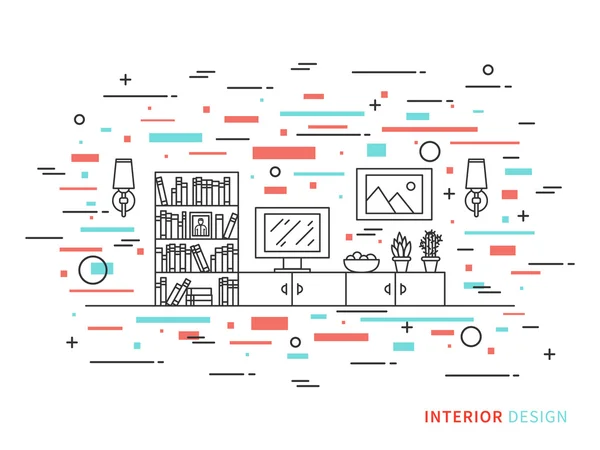 Diseño moderno salón interior — Vector de stock