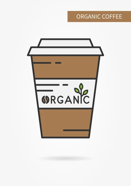 Café orgánico lineal — Vector de stock