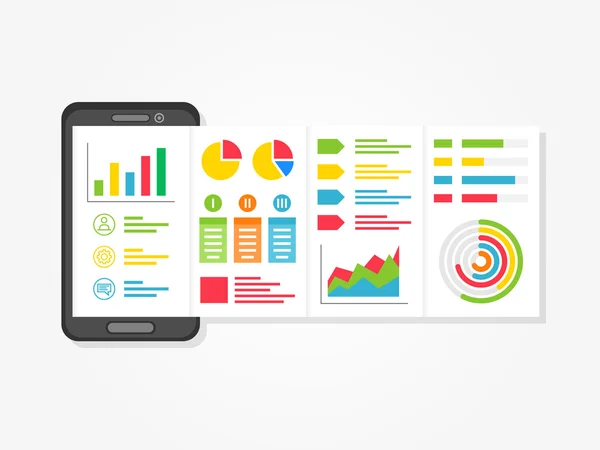 Mobiele presentatie-app met grafieken — Stockvector