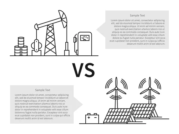 Producción de petróleo versus energía eléctrica — Vector de stock