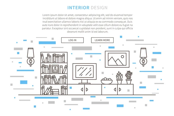 Линейный графический дизайн гостиной — стоковый вектор