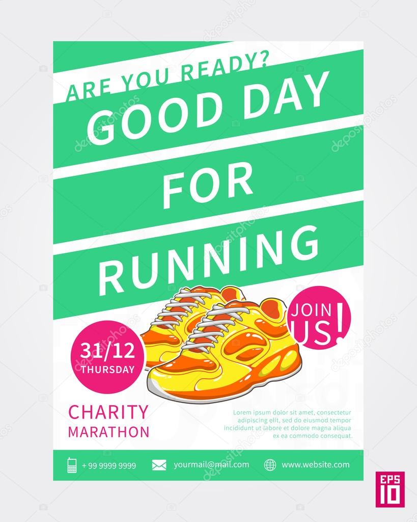 Charity Marathon flyer template Stock Vector Image by ©AleksOrel Inside Running Flyer Template