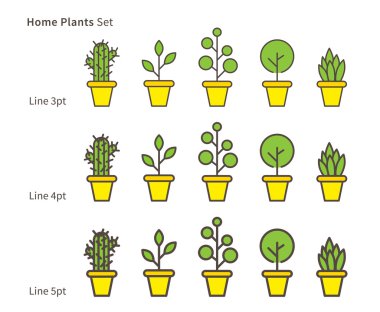 House plants linear  clipart