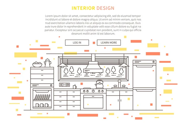 Projektowanie graficzne linii kuchni — Wektor stockowy