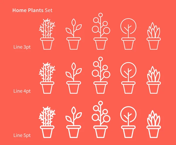 Casa plantas lineares —  Vetores de Stock