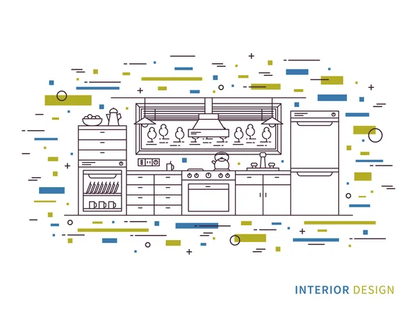 Moderna cucina di design interno — Vettoriale Stock