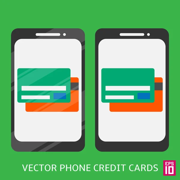 Téléphones avec cartes de crédit — Image vectorielle