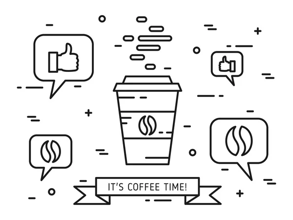 Café tiempo creativo concepto gráfico — Vector de stock