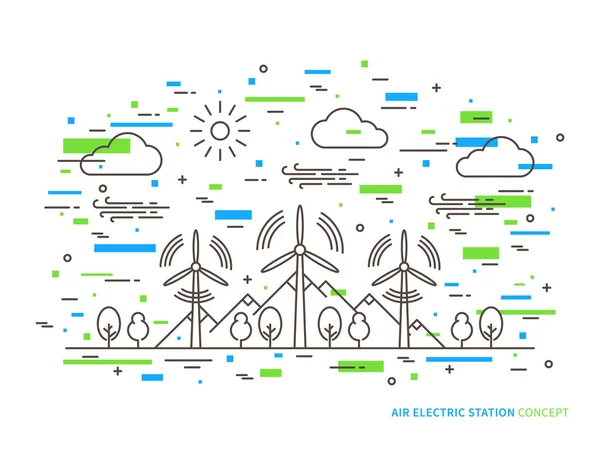 Linjära air electric station — Stock vektor