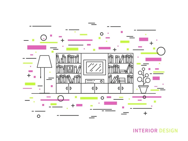Interiér moderní designové obývacího pokoje — Stockový vektor