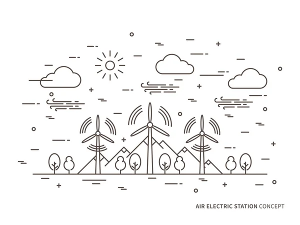 Linear air electric station — Stock Vector