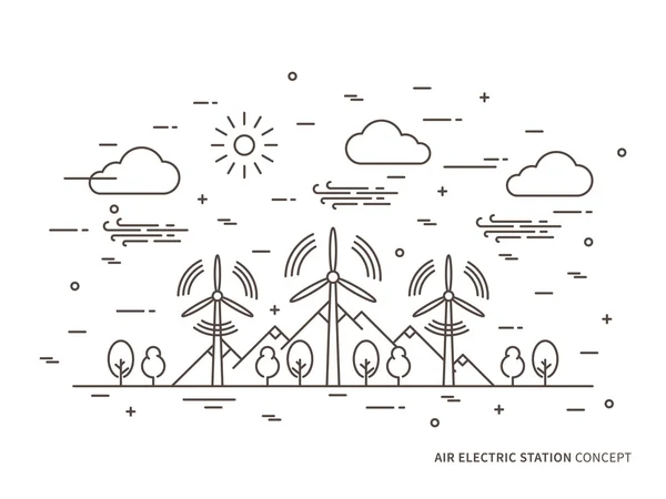 Estação elétrica de ar linear — Vetor de Stock