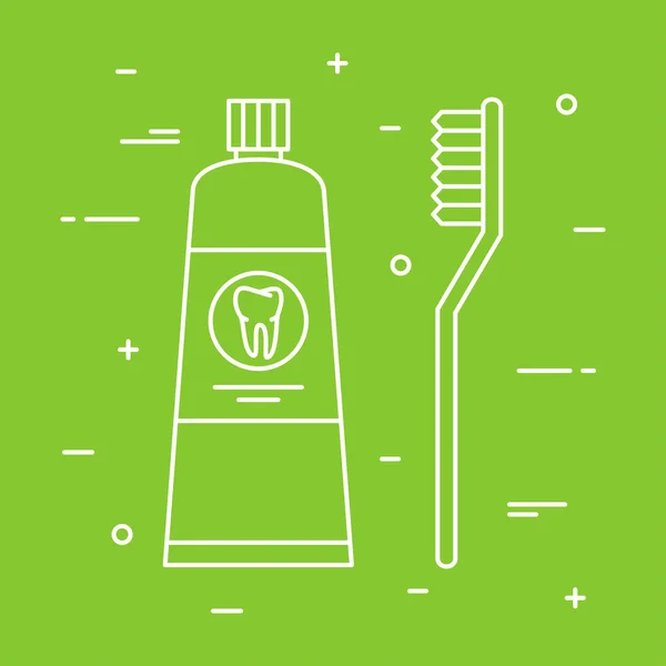 Zahnbürste mit Zahnpastatube — Stockvektor