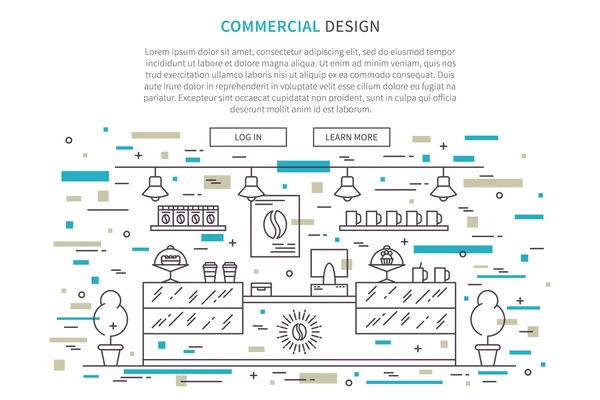 Bestemmingspagina voor commercieel interieur ontwerp — Stockvector