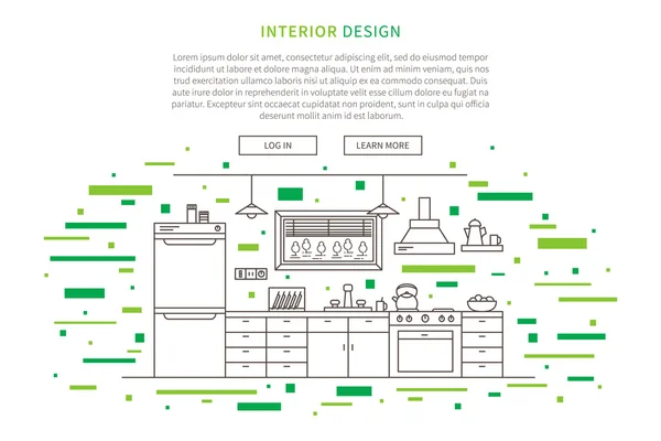 Conception graphique en ligne de meubles de cuisine — Image vectorielle