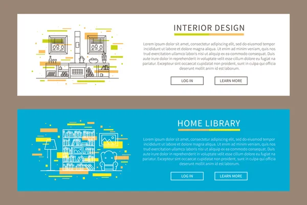 Design de interiores linear —  Vetores de Stock