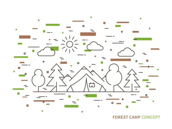 Forest camp liniowe — Wektor stockowy