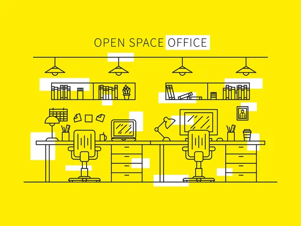 Oficina de espacio abierto — Vector de stock