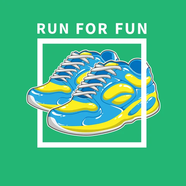 Běh pro zábavu s barevné tenisky — Stockový vektor