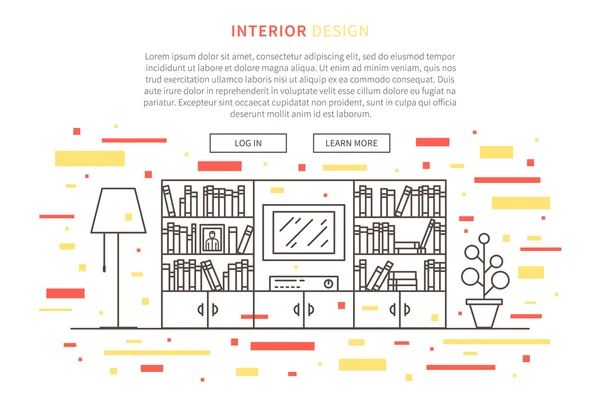 Diseño gráfico de línea de la sala de estar — Archivo Imágenes Vectoriales