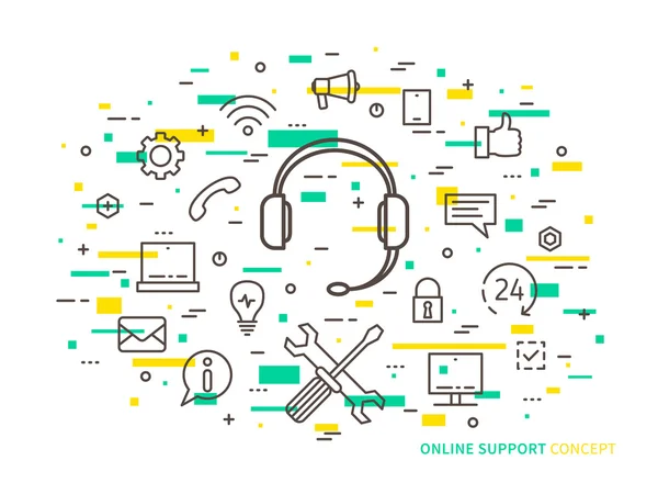 Online support, 24 timmars Hjälptelefon — Stock vektor