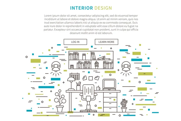 Conception graphique linéaire du lieu de travail — Image vectorielle