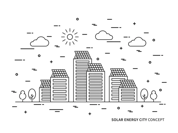 Ciudad de energía solar — Vector de stock