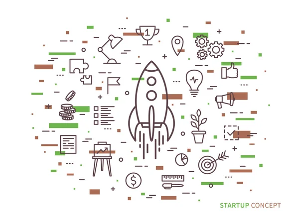 Nave espacial Linear Startup (cohete ) — Vector de stock